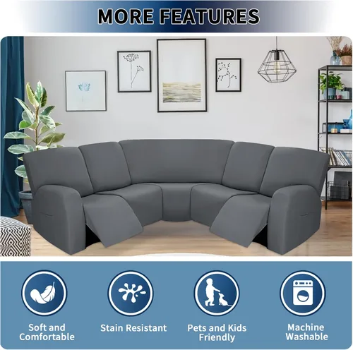 Miniatura 3 de PureFit Funda de Asiento Adicional para Fundas de Sofá Reclinable, Fundas Súper Elásticas para Sillón Reclinable Grande, Fundas Deslizantes de Sofá