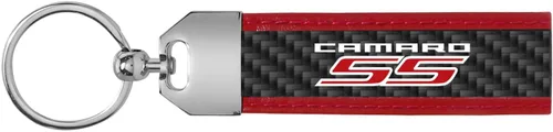 Miniatura 2 de iPick Image Correa de fibra de carbono real para Chevrolet Camaro SS con borde de costura de cuero rojo, con licencia