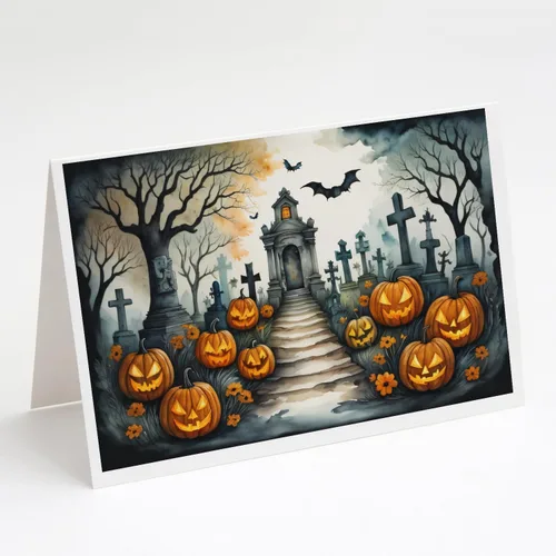 Miniatura 76 de Caroline's Treasures DAC2223GCA7P - Tarjetas de felicitación y sobres de Halloween espeluznantes de gato negro, paquete de 8 tarjetas en blanco