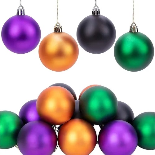 Deloky 12 adornos de bolas de Halloween, 2 pulgadas, coloridas bolas inastillables para decoración de casa encantada, corona de fiesta