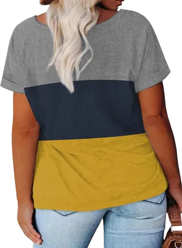 Miniatura 2 de VISLILY Camisetas casuales de verano de manga corta con abertura lateral para mujer, talla extragrande 1X-4X