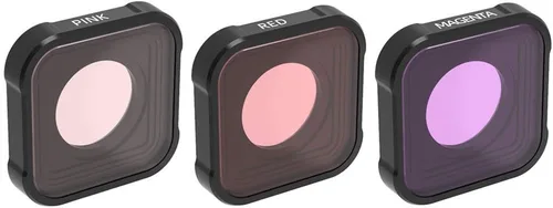 QKOO Filtro submarino para buceo rojo/rosa/magenta para GoPro Hero 13 12 11 10 9 negro (reemplaza directamente la lente protectora estándar de tu