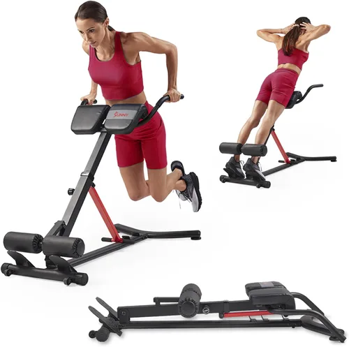 Sunny Health & Fitness - Silla romana plegable de hiperextensión con extensión de espalda, banco de gimnasio en casa para sentadillas y