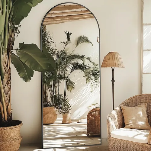 Miniatura 17 de Espejo de longitud completa, espejo arqueado grande de 76"x34", espejos de pie grandes, espejos altos para cuerpo, espejo de piso para dormitorio