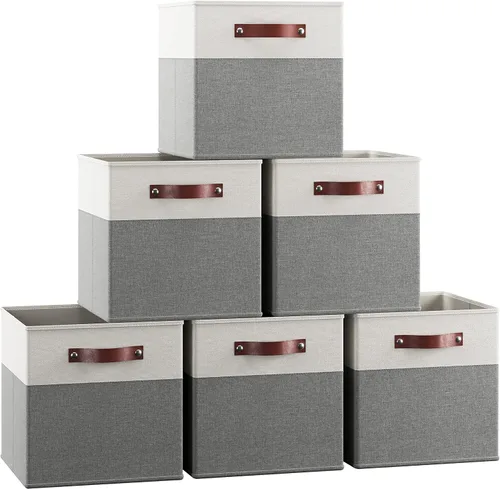 Miniatura 10 de Ornavo Home Cubos de Almacenamiento de 11 x 11 Pulgadas, Contenedores de Almacenamiento de Tela Plegables y Colapsables, Caja Organizadora de Cubo