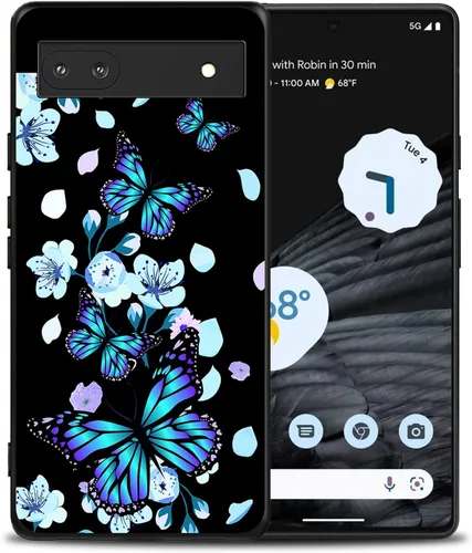 Funda compatible con Google Pixel 7 Pro con diseño de flores y mariposas para niños y niñas, TPU suave, a prueba de golpes, antiarañazos, diseñada