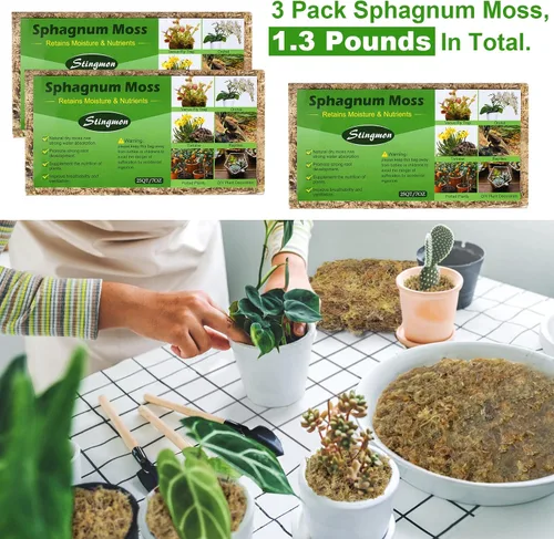 Miniatura 4 de Mezcla para macetas de orquídeas de musgo esfagnum de alta calidad, 25 cuartos de galón de turba natural para plantas, medio de cultivo de plantas
