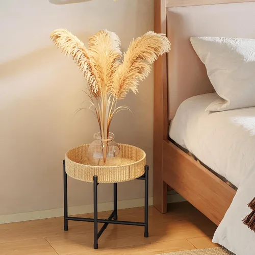 Miniatura 4 de Bamworld - Soporte de plantas de ratán para interior, mesa de plantas boho para plantas grandes, taburete individual para plantas, soporte