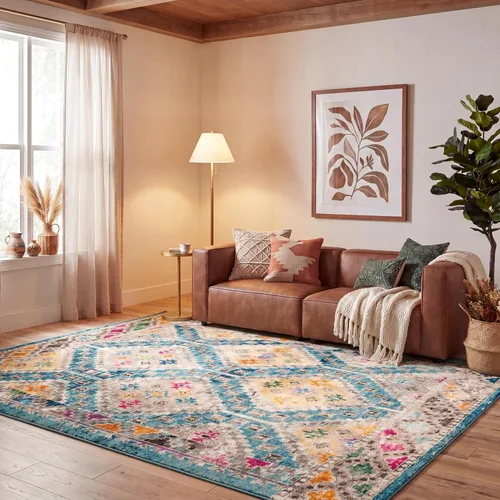 Miniatura 40 de SAFAVIEH Madison Collection - Alfombra de pasillo de 2 pies 2 pulgadas x 6 pies, color verde y beige, diseño bohemio de diamante, no desprende