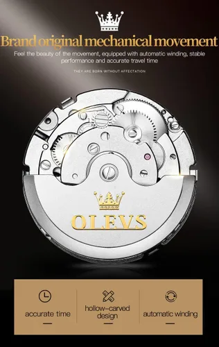 Miniatura 5 de OLEVS Relojes automáticos para hombre, reloj mecánico automático de vestir Tourbillon de acero inoxidable con doble calendario, impermeable
