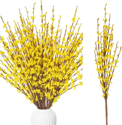 Miniatura 19 de Wootkey 10 Piezas Flores Artificiales de Jazmín de 29.5" de Largo Flores Falsas Ramas Secas para el Día de la Madre Hogar Oficina Bricolaje Arte
