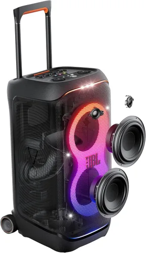 Miniatura 9 de JBL PartyBox Stage 320 - Altavoz portátil para fiestas con mango telescópico y ruedas anchas y resistentes, potente sonido JBL Pro, espectáculo