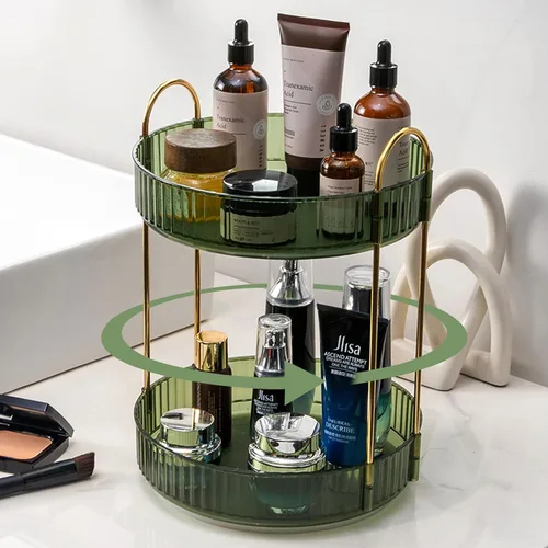 Miniatura 7 de shuang qing Organizador de Maquillaje Giratorio para Tocador, Almacenamiento de Maquillaje Transparente para Cuidado de la Piel de Alta Capacidad