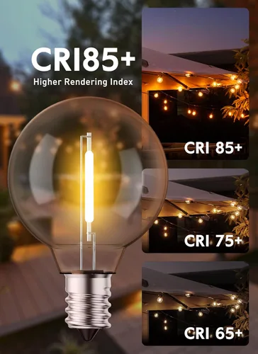 Miniatura 4 de Brightown Bombillas LED de repuesto G40, paquete de 10 bombillas de globo transparente para enchufes E12 C7 con base de tornillo de candelabro, Luz