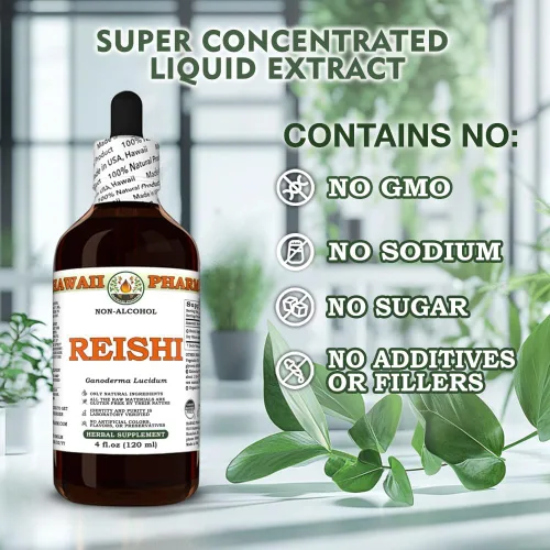 Miniatura 6 de Hawaii Pharm Reishi Extracto sin alcohol, glicerita para apoyo inmunológico, promueve la vitalidad, mejora la memoria y la función cognitiva, apoyo