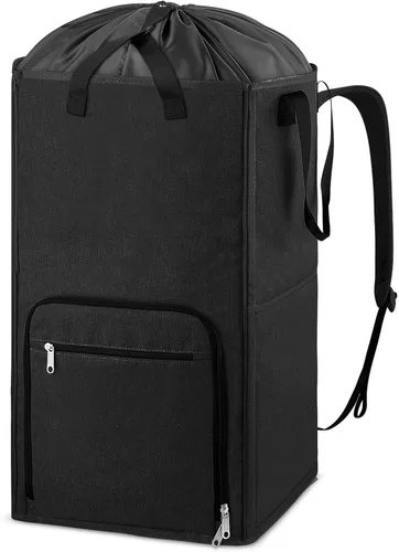 Bukere - Mochila para lavandería, extra grande, 2 en 1, cesta de lavandería para estudiantes universitarios, artículos esenciales para el Negro