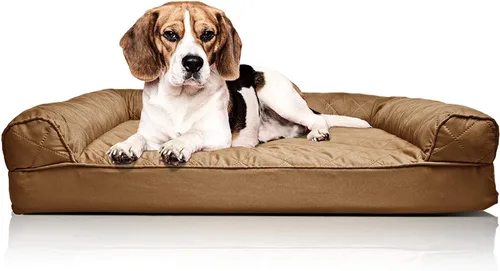 Furhaven Pet - Sillón de espuma ortopédica tipo sofá tradicional de sala, cama para perros y gatos; múltiples estilos, tamaños y colores Marrón
