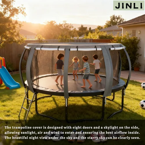 Miniatura 5 de Carpa Redonda para Trampolín de 14 Pies (Solo Carpa) Cubierta de Sombra para Trampolín Tela Oxford - Adecuada para Trampolines Redondos de 8 Postes