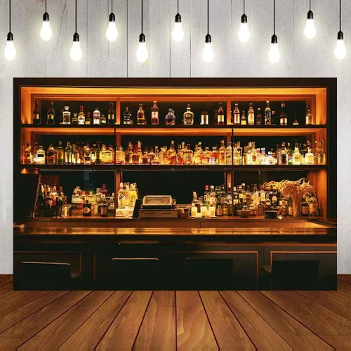 Miniatura 11 de Telones de fondo de bar de 5 x 3 pies para fotografía, vinilo para bebidas de vino, fondo de alcohol, cafetería, restaurante, estante de bebidas