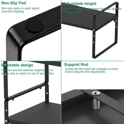 Miniatura 6 de iPEGTOP Estante organizador de almacenamiento expandible para gabinete, soporte de armario resistente, estante de especias, altura ajustable