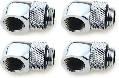 Latón niquelado plata cromo G 1/4 "macho a hembra 90° giratorio mejora multi-enlace adaptador montaje para computadora sistema de refrigeración por