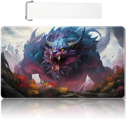 Miniatura 26 de Tapete de juego MTG cosido de alta calidad con zonas y parte trasera de goma antideslizante, tapete de juego TCG para MTG y otros juegos de cartas