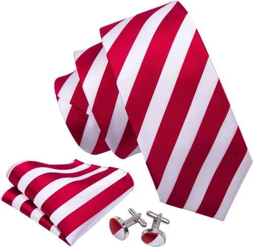 Miniatura 8 de Barry.Wang Juego de corbatas para hombre, corbata de seda a rayas, tejido a cuadros, gemelos formales, negocios, boda