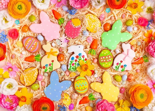 HUADADA Rompecabezas de 1000 piezas para adultos, galletas de Pascua, rompecabezas para adultos, juegos educativos de 1000 piezas coloridos