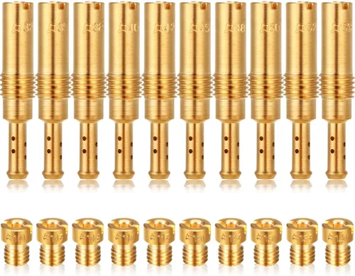 Kit de 20 piezas de chorros principales de carburador, incluye 10 piezas de chorros principales de carburador y 10 piezas de chorros lentos para PWK
