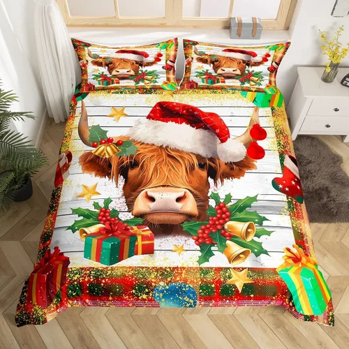 Miniatura 18 de Funda de edredón de Papá Noel, juego de ropa de cama para niños, funda de edredón de flores rosas para decoración de habitación de niños y niñas