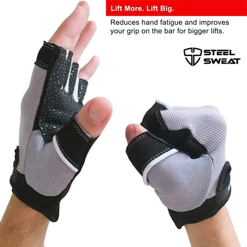 Miniatura 4 de Steel Sweat Guantes de entrenamiento, ideales para gimnasio, levantamiento de pesas, fitness, entrenamiento y crossfit, hechos para hombres