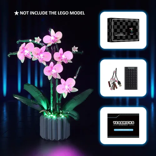 Miniatura 6 de YEABRICKS Kit de luz LED para Lego - Modelo de bloques de construcción de orquídea creadora, juego de luces LED compatible con 10311
