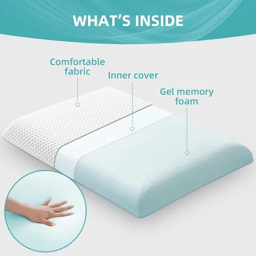 Miniatura 3 de Almohada de espuma viscoelástica ultra fina y plana de 2.4 pulgadas de alto, almohada delgada y fina de perfil bajo para dormir boca abajo