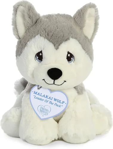 Aurora® Inspirational Precious Moments™ Malakai - Peluche de lobo, recuerdos apreciados, comodidad duradera, color gris, 8.5 pulgadas
