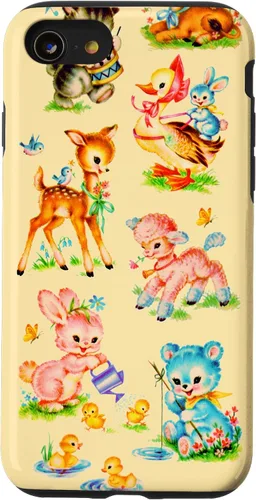 Miniatura 18 de Vintage Baby Animals Nursery 50's Retro Yellow Case for iPhone 17