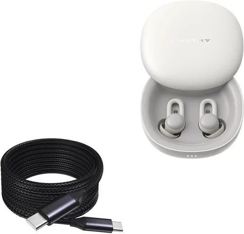 BoxWave Cable compatible con Amazfit ZenBuds - DirectSync PD Cable (10 pies) - USB-C a USB-C (100 W), cable largo de aleación de nailon trenzado PD