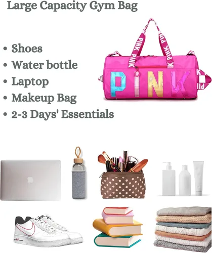 Miniatura 2 de Bolsa de gimnasio grande estética, bonita bolsa de lona para mujer con asa, bolsa de viaje para el hombro, bolsa de mano resistente para deportes