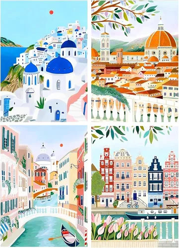 Miniatura 17 de Yeaqee 4 piezas de kits de arte de diamante DIY para pintura adulta, adornos de diamantes estéticos para la pared, adornos estéticos