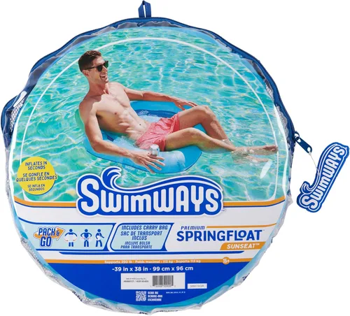 Miniatura 7 de SwimWays Spring Float Premium SunSeat Sillas de Piscina, Flotadores de Piscina Inflables para Adultos con Inflado Rápido para Edades de 15 años