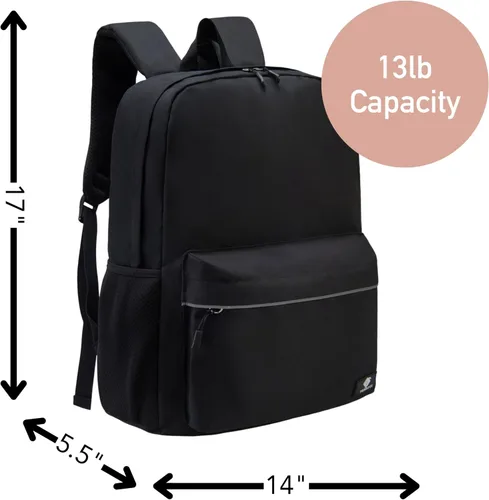 Miniatura 5 de Fenrici - Mochila para niñas, niños y adolescentes, mochila reciclada para laptop, de 16 x 13.5 pulgadas, Computadora portátil, M, Negro