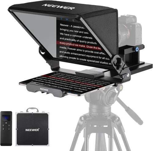 Miniatura 12 de NEEWER Teleprompter 2 en 1 de 11 pulgadas con monitor para Windows MacOS, compatible con duplicación de pantalla, indicador portátil para cámara