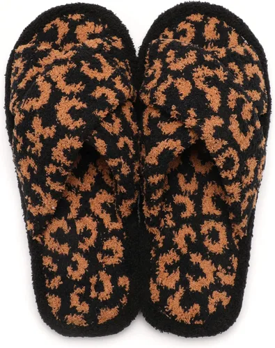 Miniatura 3 de MIRMARU Pantuflas de casa con estampado de animales para mujer, cómodas, mullidas, con puntera abierta, banda cruzada, para interiores y exteriores