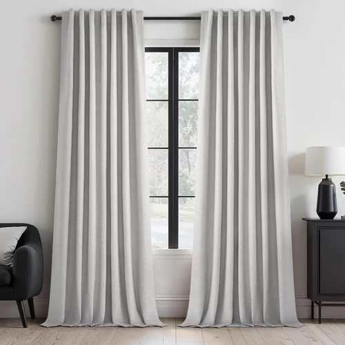 Miniatura 19 de Topfinel Cortinas opacas, blanco beige, 2 paneles, ventanas pequeñas, textura, mezcla de lino, bohemia, abedul, rural, gancho, bolsillo trasero