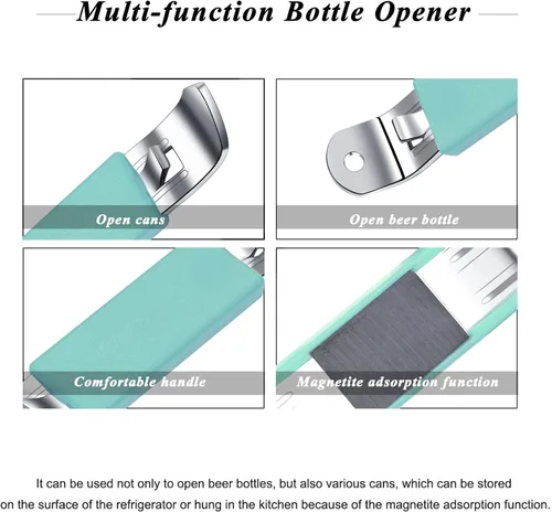Miniatura 2 de 3 Piezas Abrebotellas Magnéticos Abridor de Latas Abridor de Cerveza Clásico Acero Inoxidable Abrebotellas Pequeño Perforador de Latas con Imán