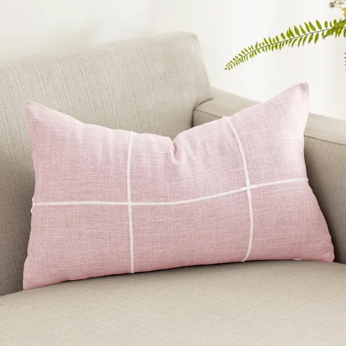 Miniatura 27 de vctops Funda de Almohada Decorativa de Algodón y Lino con Celosía Rústica Funda de Cojín Lumbar con Bordado Funda de Almohada para Sofá Dormitorio