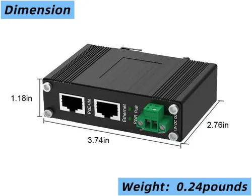 Miniatura 5 de PoE Splitter 12V 802.3bt Puerto Gigabit obediente, Industrial 10/100/1000Mbps IEEE802.3bt Power Over Ethernet Splitter Adaptador con salida de 12V
