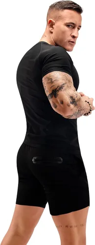 Miniatura 4 de FUXERT - Camisa de sauna para hombre, traje de sudor para gimnasio, ejercicio, camisa de compresión, ropa de entrenamiento moldeadora Negro sólido