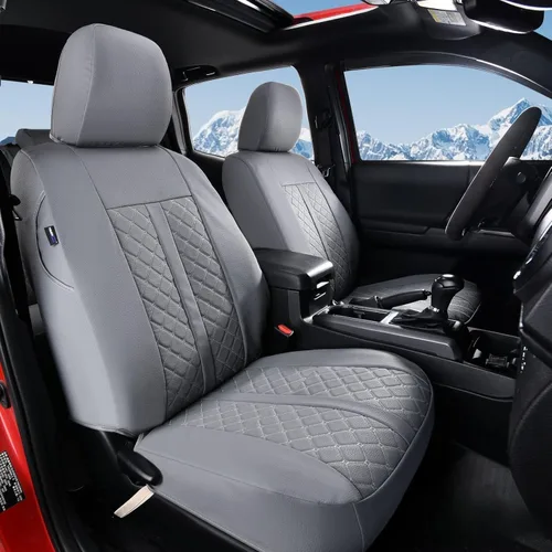 Miniatura 20 de Truckiipa Fundas de Asiento Automotrices Ajuste para Toyota Tacoma Asiento Delantero de Cuero Impermeable Cobertura Completa Fundas de Asiento