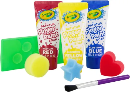 Miniatura 3 de Crayola Juego de 9 piezas de pintura para bañera, minijuego de arte – pinceles, esponjas y pinturas de dedos para lavar, pinturas para dedos