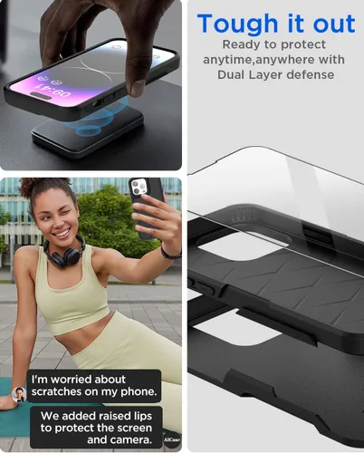 Miniatura 5 de AICase Funda para iPhone 14 Pro Max con protector de pantalla de vidrio + lente de cámara, resistente protección contra caídas, cuerpo completo